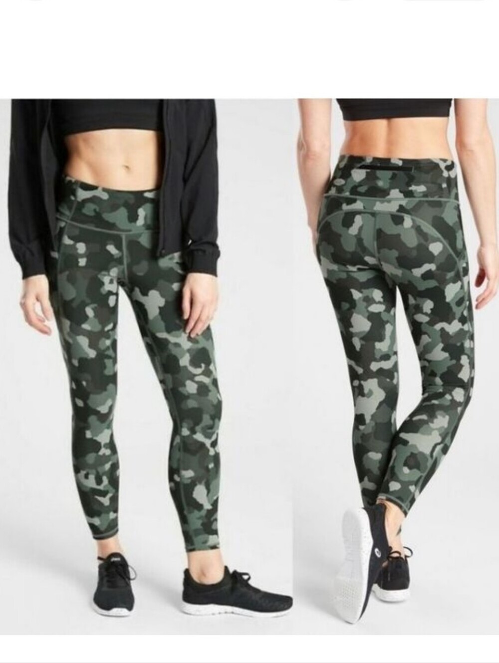 Athleta 7/8 Lightening Camo 7/8 Inch Tights Oluve Green
